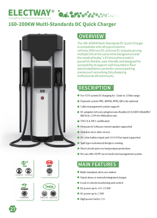 160~200kW Multi-Standards DC Quick Charger