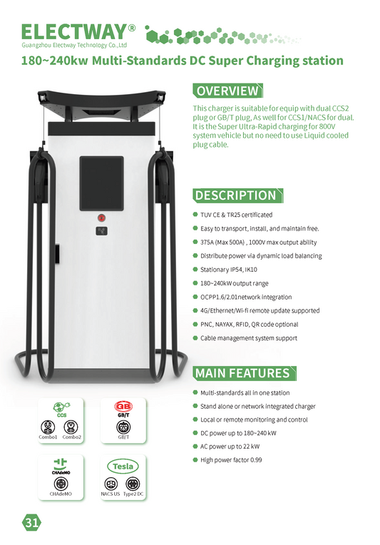 180~240kW Multi-Standards DC Super Charging Station