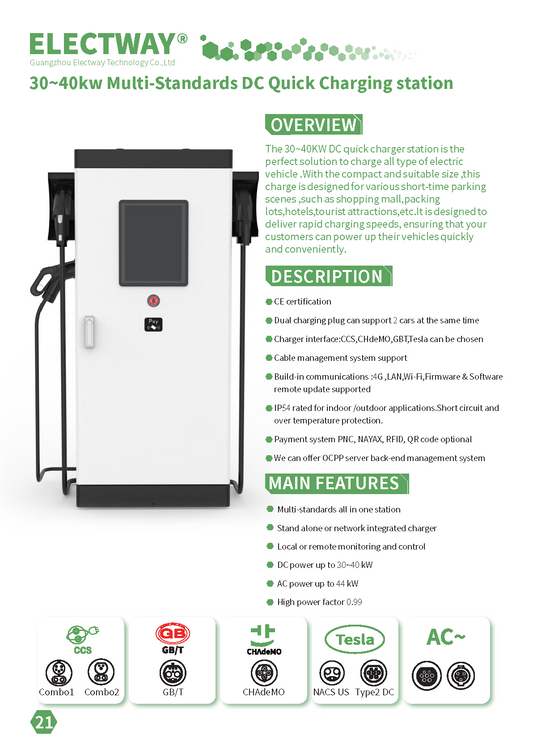 30~40kW Multi-Standards DC Quick Charging Station