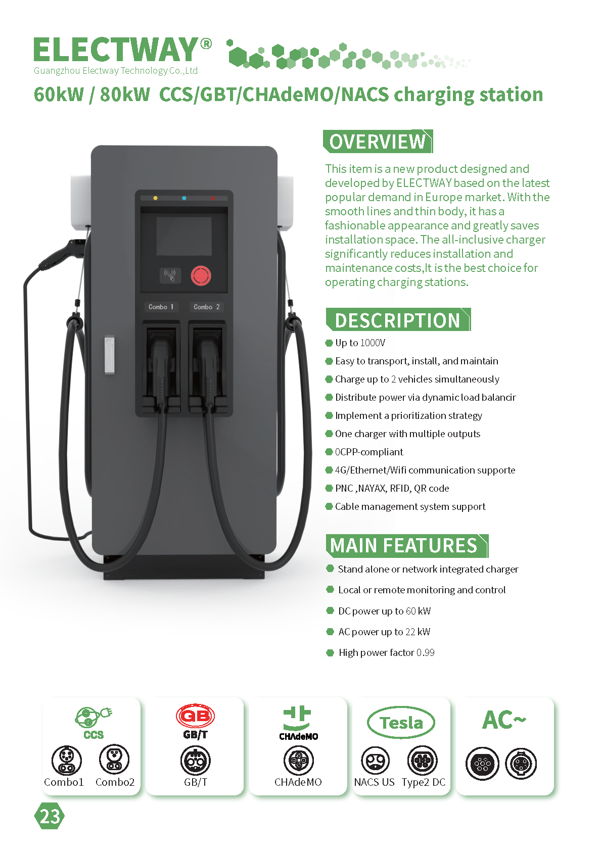 60kW/80kW CCS/GBT/CHAdeMO/NACS Charging Station