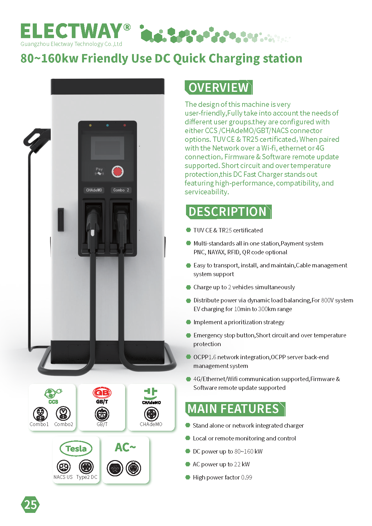 80~160kW Friendly Use DC Quick Charging Station